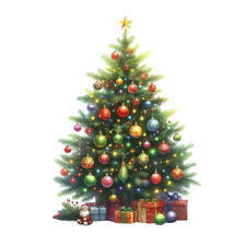 Festive Christmas Tree Wall Decal Sticker 18X18cm Large