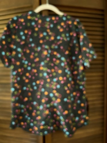 Super soft Dickies Size Large Colorful Scrub Top Front Zip EUC - Picture 3 of 10