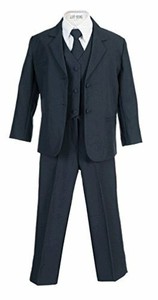 Yuanlu Boys Formal Suit Set 5 Piece Notched Lapel Suit Set with Tie and Vest