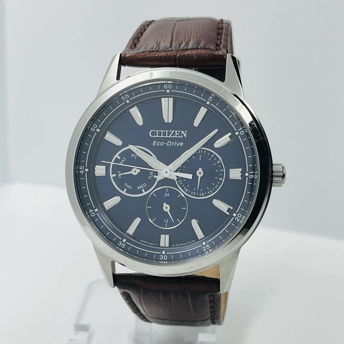 Citizen Corso Men's Eco Drive Sapphire Blue Dial Leather 44mm Watch BU2070-12L