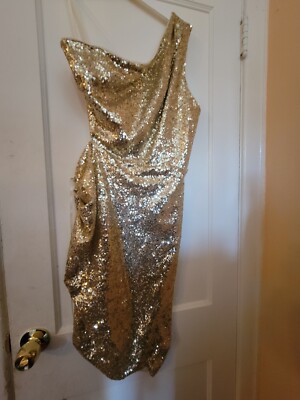 bcbg gold one shoulder dress One Shoulder Dress Ivory / 2 main image 1
