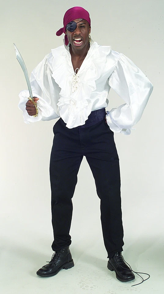 Camisa Pirata Poli Satén Volantes Frontal Con Cordones Para Hombre Elegante Disfraz Camisa Foto 2 de 4