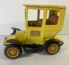Vintage Bandai Japan Tin Litho Friction Drive Yellow Taxi Z-6