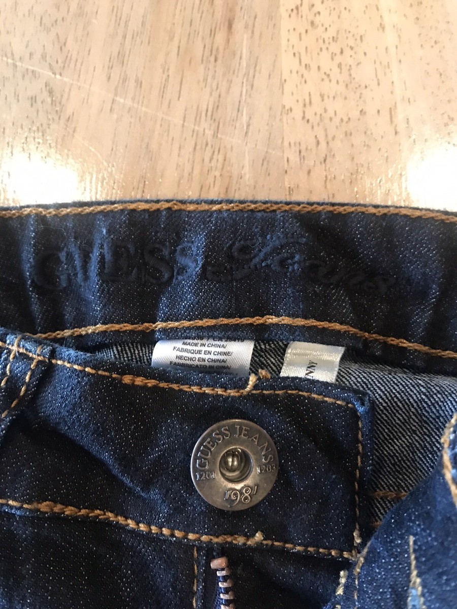 Jean Skinny GUESS Sarah Taille Basse Fille Taille 8 Délavé Foncé - Occasion Très Bon état