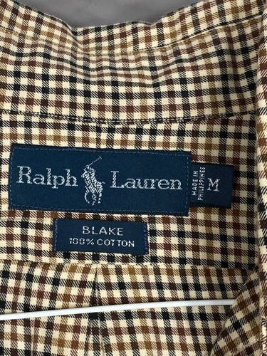 VTG Ralph Lauren Shirt Mens M Medium Red Brown Check Button Up Long Sleeve - Picture 3 of 12