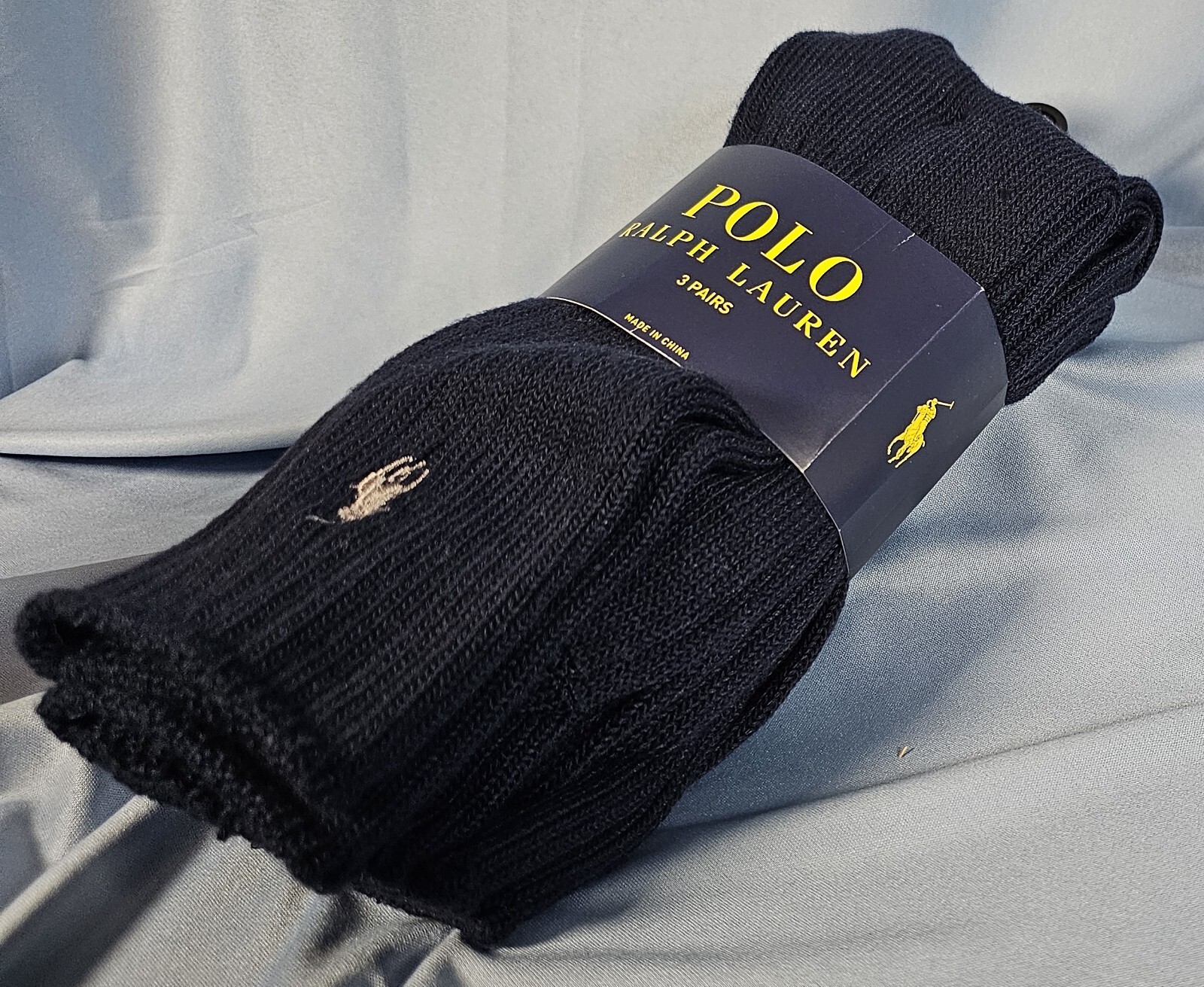 Polo Ralph Lauren 3 calze morbide per tutti i giorni blu navy logo pony ricamato SPEDIZIONE GRATUITA!