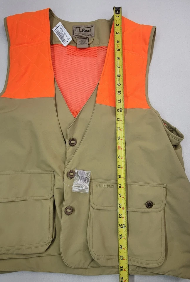 LL Bean Hunting Vest Mens 2XL Beige Hunter Orange Huge Game Bag/Pocket Nylon - Image 3 of 4