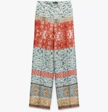 ZARA NWT SS21 FLORAL FLOWY PRINT PANTS HIGH WAIST MEDIUM 7845/152/330