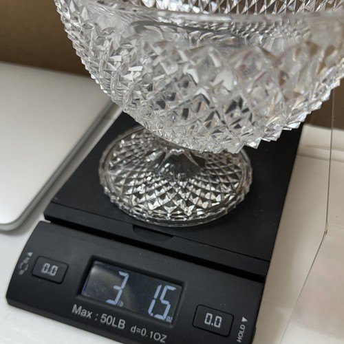 Antique EAPG Diamond Cut Glass Boat Compote Centerpiece Bowl Crystal Clear - Picture 14 of 14