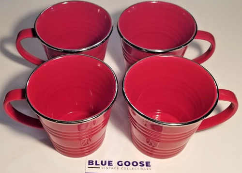 Starbucks Red Coffee Cup Silver Rim Textured Coffee Mug 2007 14 Oz Quantity 1 - Picture 1 of 7