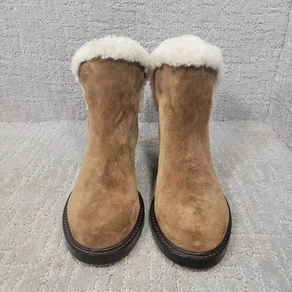 Botas de tornozelo Sigerson Morrison Hatty femininas tamanho UE 37,5 marrom camurça - Imagem 2 de 4