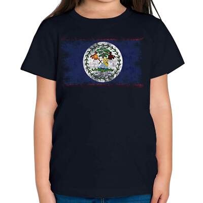 BELIZE DISTRESSED FLAG KINDER T-SHIRT TOP BELIZEAN SHIRT FOOTBALL TRIKOT GESCHENK