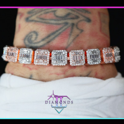 Rose Gold Iced Bracelet, Rose Gold Simulated Diamond Bracelet, Hip Hop Bracelet