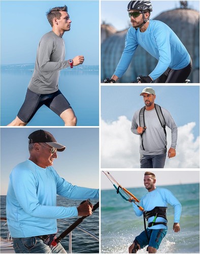 Men's UPF 50+ Long Sleeve Rash Guard Quick-Dry Shirt - UV Protection for Outdoor - Picture 79 of 79
