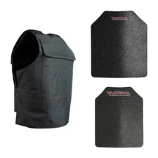 Level III AR500 Steel Body Armor With Lightweight Vest Black Full Spall Build-up