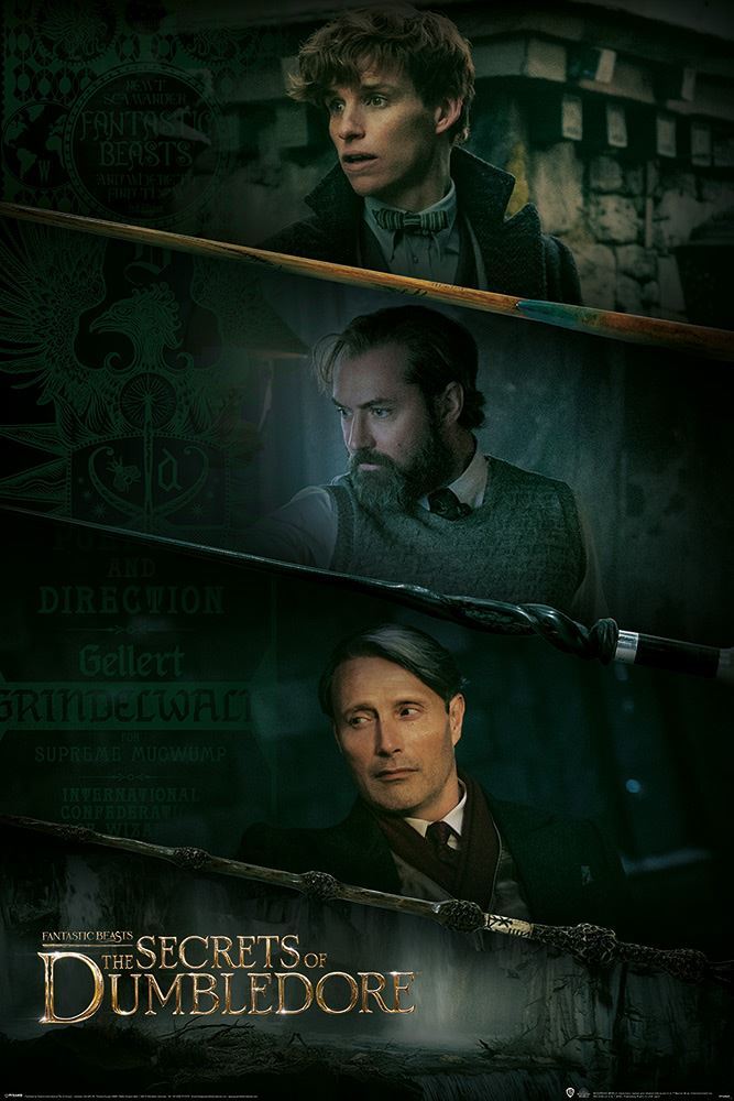Laminated Fantastic Beasts The Secrets of Dumbledore (Three Wands) Maxi Poster
