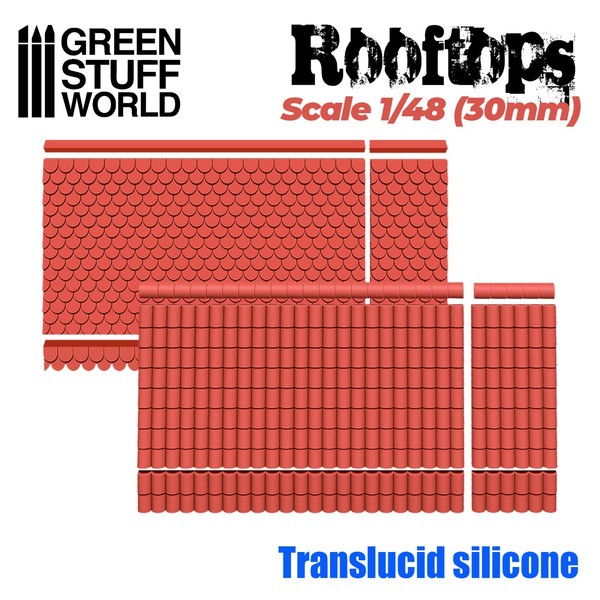 Moldes de Silicona Tejados 1/48 (30mm) - miniatura modelismo techo casa hobby