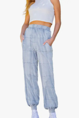 Nwt FUNKY STUFF gray patch boho hippie cotton pocket harem genie knit PANTS L