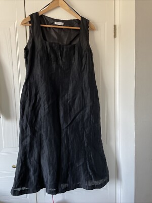 PRECIS PETIT Black DRESS Linen Mix Crinkle SIZE 12 FULLY