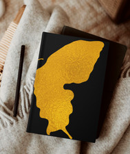 Gold Butterfly Hardcover Lined Journal  Minimalist Butterflied Spring Notebook