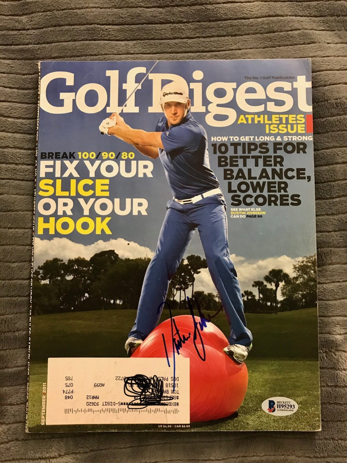 Dustin Johnson Autographed Signed Golf Digest Magazine Beckett COA 