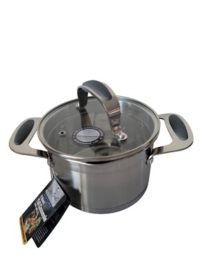 David Burke Signature 2 Qt Casserole Pot Stainless Steel  Strainer Lid New