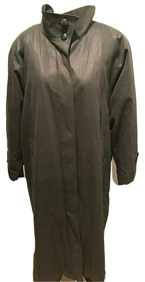 Abrigo antiniebla London para mujer talla 12P gris maxi forro desmontable EE. UU. vintage
