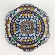 Perthshire 1993A Complex Millefiori Square Pattern Faceted Vintage Paperweight
