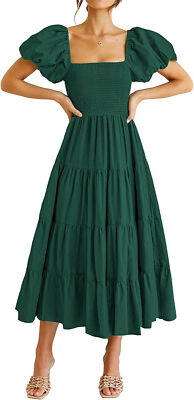 Women's Summer Dresses Elegant Dress Bubble Short Sleeve Dress Flowy Long Dress | eBay Women's Summer Dresses Elegant Dress Bubble Short Sleeve Dress Flowy Long Dress | eBay