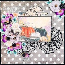 Handmade Gothic BEAUTIFUL THRILL Halloween Pumpkins  Butterflies Scrapbook Page