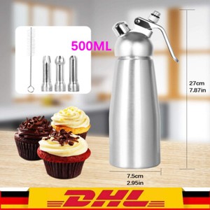 HENDI Sahnespender 0,5 L – Edelstahl Mit Silikonboden, Inkl. 3 Tüllen & Bürste – Für Sahne, Mousse & Schaum HENDI Sahnespender 0,5 L – Edelstahl Mit Silikonboden, Inkl. 3 Tüllen & Bürste – Für Sahne, Mousse & Schaum
