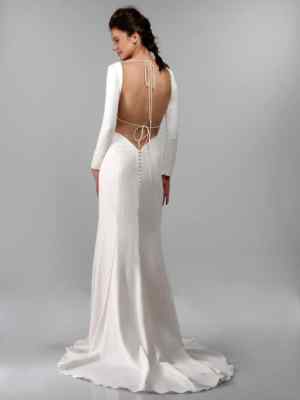 Tulle New York, Antonio Gual, Killian Crepe Long Sleeve Wedding Dress Open  Back,