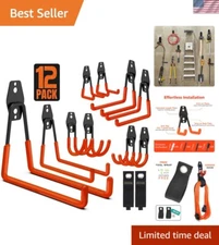 Heavy Duty Garage Hooks 12 Pack with Extension Straps - Ultimate Organization