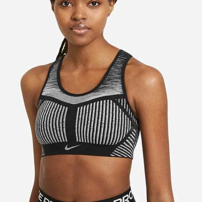 Nike Women's Flyknit Sports Bra XL High Support Nylon Black