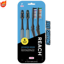 REACH Advanced Design Toothbrush, Angled Neck, Firm Bristles, 6 Count Packaging