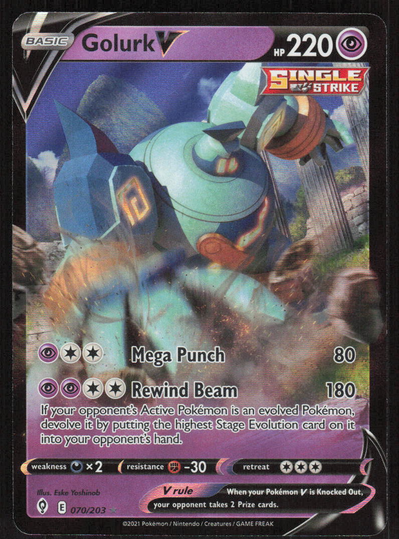 Pokemon TCG SWSH07: Evolving Skies #070/203 Golurk V NM