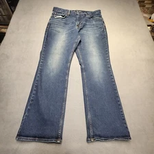 Old Navy Jeans Mens 34x29 Blue Boot Cut Flex Distressed Denim Stretch