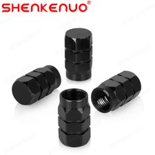 4x Black Aluminum Tire Valve Stem Cap Wheel Dust Cover Caps