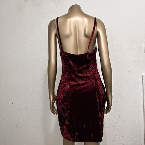 Natori VTG 90s Y2K Burgundy Velvet Chemise Slip Dress Embroidery Beaded Size M - Picture 6 of 10