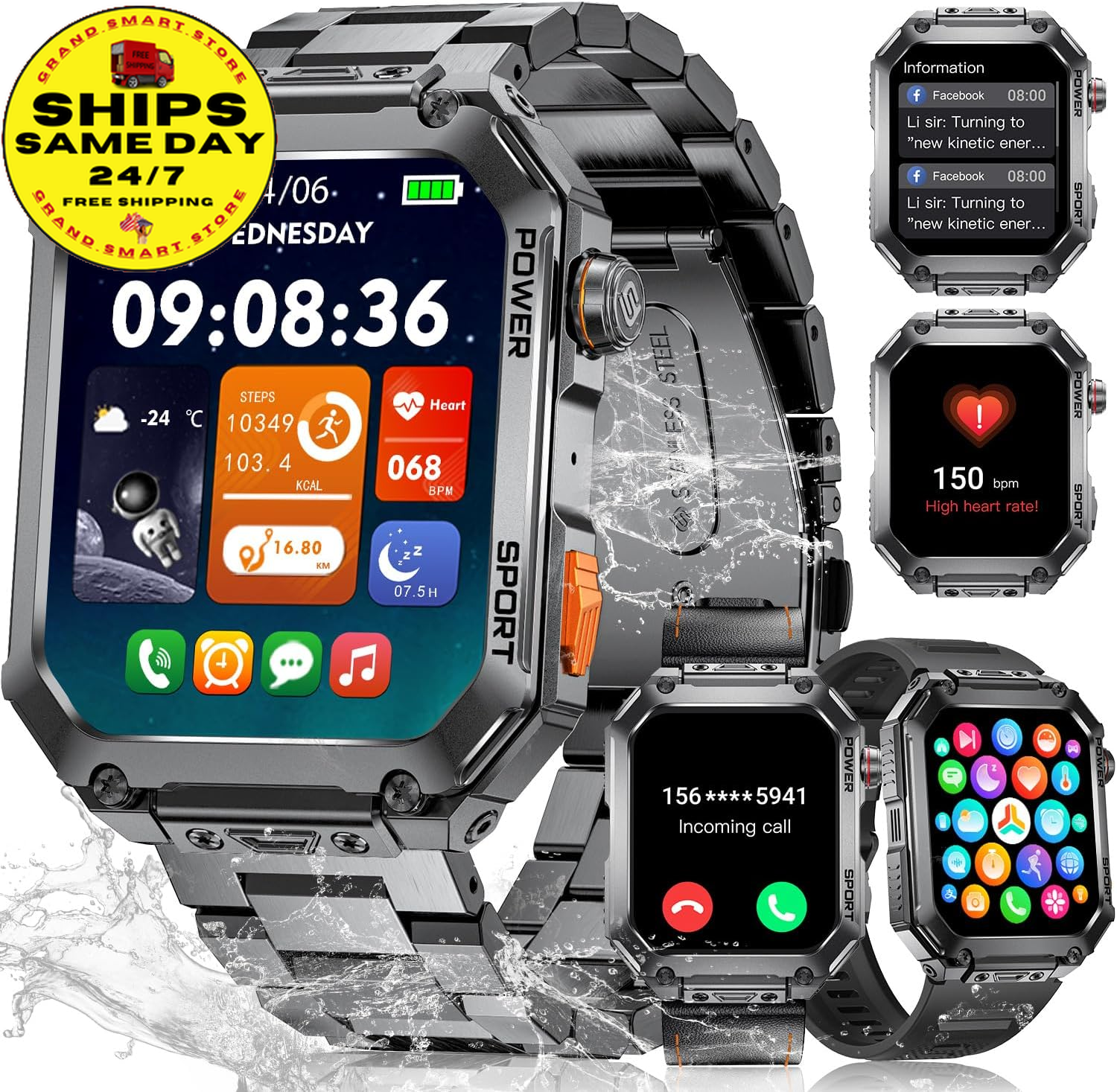 2024 Military Smart Watch for Men, 1.96