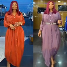 African Dashiki Women Dress Robe Oversize Kaftan Loose Casual Turkey Party Gown