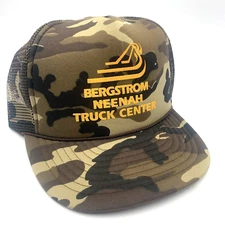 Bergstrom Neenah Camo Trucker Hat Truck Center Rope Vintage
