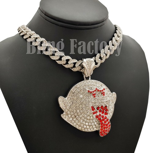 Hip Hop Mario Ghost Boo Pendant \u0026 18 