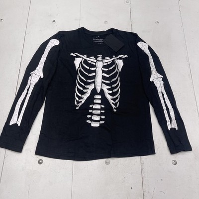 Urban Buck Shirt Mens Medium Black Long Sleeve Skeleton Costume Halloween
