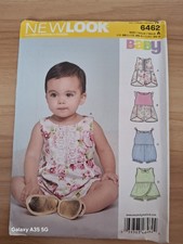 NEW LOOK 6462 SEWING PATTERN BABIES ROMPER SUIT PANTS 4 SIZES NEWBORN 7- 24LBS