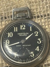 Vintage Westclox Scotty Pocket Watch   Black Dial   Shock Resistant   Working