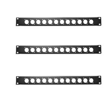 3 pk 1U Space Punched Rack Panel 12 holes XLR D series Black Metal by Elite core