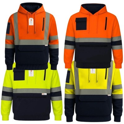 High Viz reflektierender Hoodie Fleece gefüttert Sicherheit Kapuze Arbeitssweatshirt