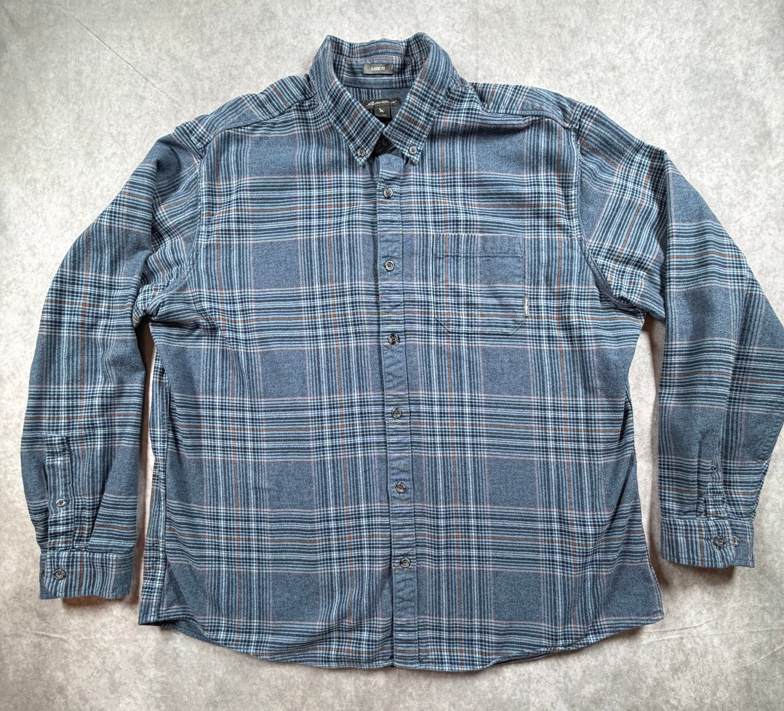 Eddie Bauer Classic Fit Blue Plaid Flannel Shirt Men’s 2XL Button Down