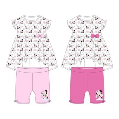 Baby- Set: ''Minnie Mouse  im Blumenfeld '' Kleid & kurze Hose | Größen 62-86 